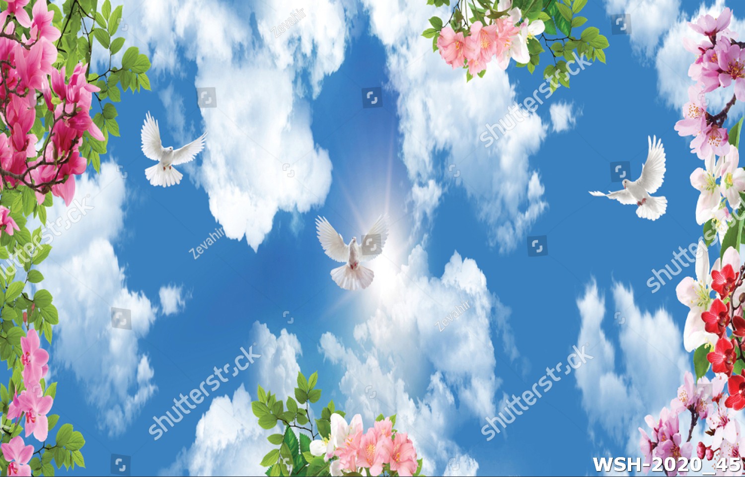 Dán trần trời xanh và hoa WSH-2020_45